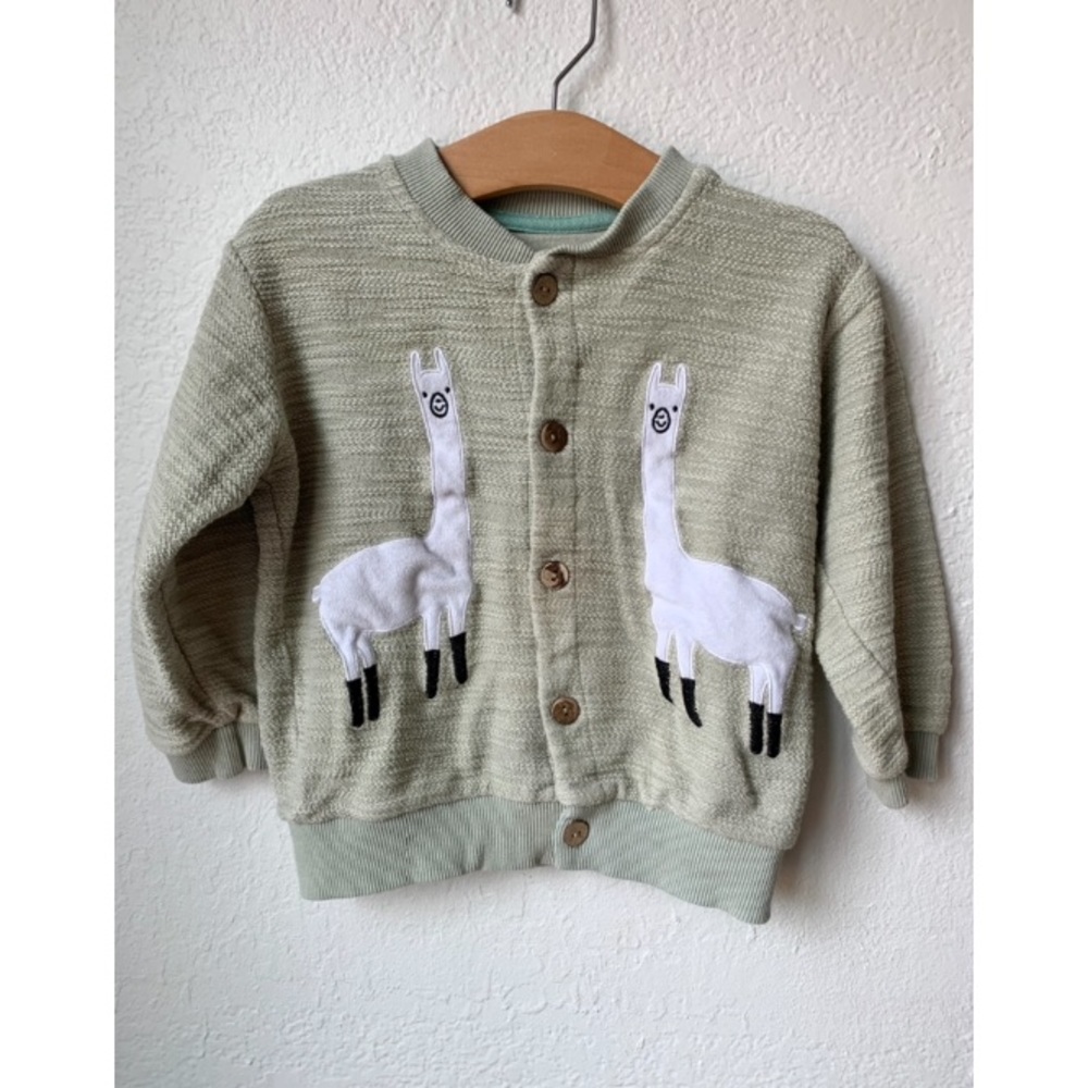 Alpaca Appliqué Button Front Sweater Cardigan Size 5